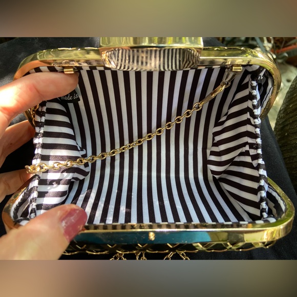 EVENING CLUTCH Gold metal/black. ◾️ - Picture 4 of 7